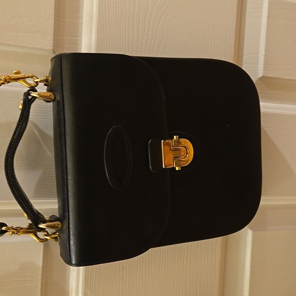 CLASSIC BLACK LEATHER OROTON SHOULDER BAG PURSE 👜 👛 9"×8"×2" - Picture 7 of 13